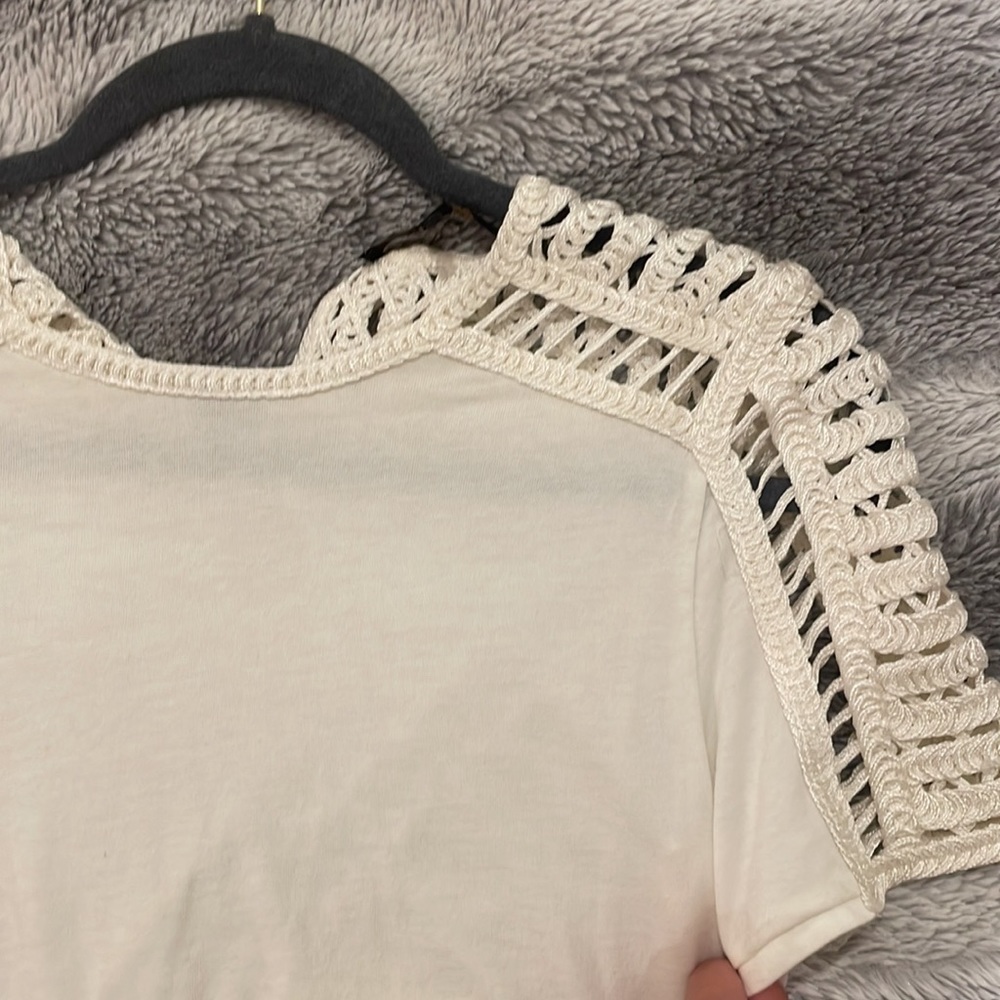 MAJE WHITE DETAILED TSHIRT
